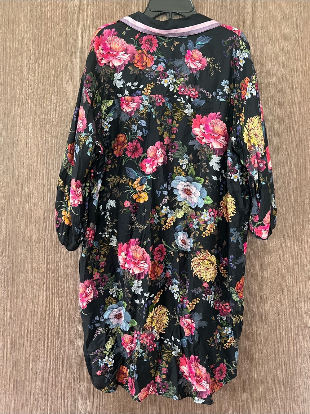Johnny Was Floral Button-Up Dress/Cover Up- Black with Multicolor Flowers - Picture 9 of 10